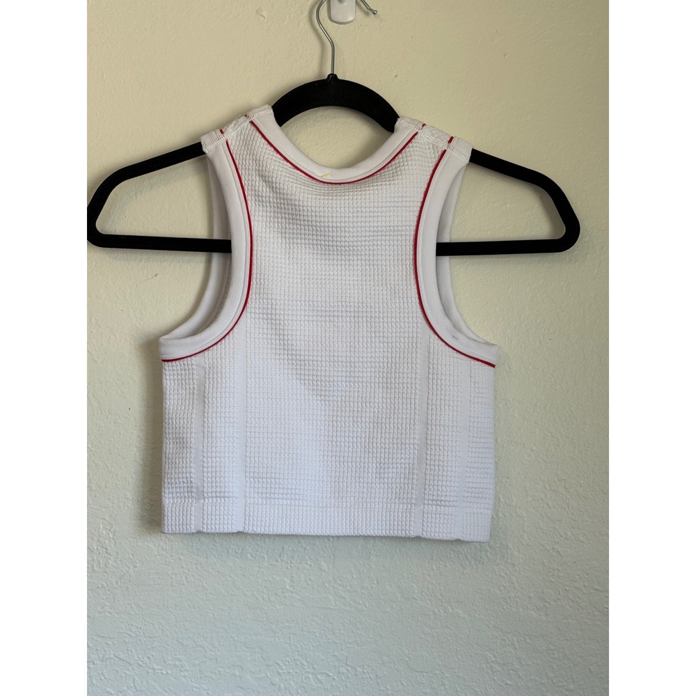 All In Motion Womens Muscle Tank Top White Red Waffle Knit Moisture Wicking XS - Picture 2 of 4